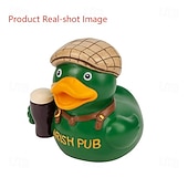  Figura de resina de pato de pub irlandés, regalo del Día de San Patricio, bonita estatua de pato de bar irlandés, adorno decorativo de resina verde para el hogar, estantería, oficina y decoración de