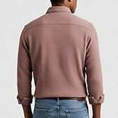 economico camicie casual da uomo-Per uomo Camicia Camicia a nido d'ape Camicia casual Camicia con colletto alla coreana Camicia con Bottoni Blu Rosa Vino Blu marino Manica Lunga Semplice Testurizzato Collo alla coreana Casuale