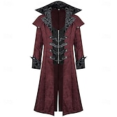 economico Capispalla-Retrò Vintage Rococò Medievale Cappotto Smoking Frac Lunghe Costume Per uomo Reale Halloween Carnevale Feste LARP Fiera Rinascimentale Adulti Cappotto