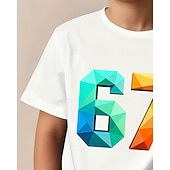 economico Umoristico 3D del Ragazzo-Cotone Bambini Ragazzi Nero Bianco Grafico Gergo divertente 67 Maglietta Blusa Girocollo Manica Corta All'aperto Abbigliamento Quotidiano Moda Streetwear Designer Stampa Estate
