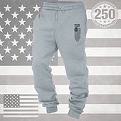 billiga Joggingbyxor-Herr Joggingbyxor Joggare Långbyxor Snörning Ficka Elastisk midja Landsflagga Komfort Andningsfunktion Dagligen Utomhus Amerikas 250-årsjubileum Semester Mode Vit Vin Microelastisk