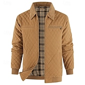 economico Giubbotti e cappotti da uomo-Per uomo Cappotto Invernale Giacca trapuntata Giacca Casual Casuale Quotidiano Calore Termico Tasca Cerniera completa Autunno Inverno Semplice Streetwear Quotidiano Collo ripiegato Regolare Nero