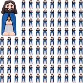 abordables Pascua de Resurrección-50/100 piezas de pequeñas figuras de Jesús, mini figuras de Jesús a granel, regalo de Pascua, pequeñas estatuas para rellenar huevos de Pascua, pequeñas figuras de Jesús multicolores, figuras en