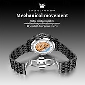 baratos Relógio Automático-Relógio masculino automático Olevs de luxo, em aço inoxidável prateado, com mecanismo de corda automática, mostrador com numerais romanos, diamantes, à prova d'água e com ponteiros luminosos, ideal