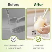 رخيصةأون تنظيف المطبخ-عبوتان من فرشاة تنظيف الزجاجات متعددة الوظائف 5 في 1، فرشاة ذات مقبض طويل لتنظيف الأكواب وأغطية الترمس، منظف زجاجات الحليب والماء، أداة مطبخ منزلية متينة