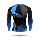 Недорогие Футболки и майки для бега-Муж. Футболка для бега Компрессионная футболка 3D печать Длинный рукав Основной слой Весна Осень Геометрический принт Быстровысыхающий Сжатие видеоизображений Для тренировки Power Flex Влагоотводящие