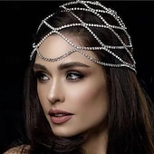 Недорогие Аксессуары для танцев-Элегантный драпированный головной убор с сияющими стразами от Samba - серебряная цепочка для волос с кристаллическим плетением головной убор для вечеринок фестиваля Coachella