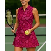 cheap Women's Shirt-Women's Heart Tennis Dress Golf Dress Sleeveless Dress Sleeveless Zipper High Elasticity Breathable Tennis Golf Badminton Polo Collar Dress Pink Army Green Red Tennis Clothing