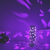 ieftine Lumini decorative-Lampă de proiecție cu fluture din bambus, sursă de alimentare USB, lampă de decor pentru dormitor, sufragerie, noptieră, lumină de noapte, înălțime 20 cm