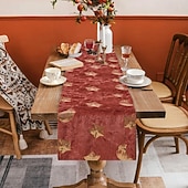 cheap Table Runners-Ramadan Eid Nordic Green &amp; Gold Star &amp; Moon Sequin Embroidered Table Runner, Scandinavian Style, Holiday and Daily Dining Room Decor, Perfect for Parties and Sideboard Decoration