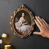 رخيصةأون التماثيل-إطار صور جداري مزخرف بنقوش ذهبية على الطراز الأوروبي القديم، مصنوع من مادة الراتنج، مناسب لعرض الصور العائلية وجلسات التصوير.