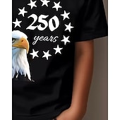  100% Bumbac Copii Băieți Negru Grafic Vultur A 250-a aniversare Tricou Bluză Stil Nautic Manșon scurt În aer liber Zilnice Modă Șic Stradă Designer Imprimare Vară