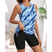 Χαμηλού Κόστους Surfing Tankinis και Bikinis-Γυναικεία Μαγιό Τανκίνι Δύο Κομμάτι Μαγιό Γραφική Φαρδύ μανίκι Προστασία UV Υψηλή Ελαστικότητα Αμάνικο Μαγιό Σέρφινγκ Καταδύσεις Ψαροντούφεκο Καλοκαίρι