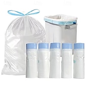 halpa Keittiövälineet ja -laitteet-300 kpl erittäin paksuja kiristysnyörillä varustettuja roskapusseja, repeämättömät, hajuja estävät roskapussit, 4–15 gallonan (15–60 l) vakiokoko kotiin, toimistoon ja lemmikkien jätöksiin