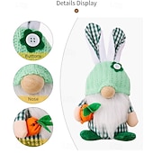 זול חג הפסחא-חבילה של 2 קישוטי פסחא פסלוני ארנב אביב בובות גמדים חסרי פנים עומדות לחופשת פסחא עיצוב הבית תצוגת מדף אביב קישוטי פסח חמודים