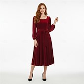 billige Kjoler-Retro / vintage 1950-tallet En linje kjole Swing kjole Fløyel Kostyme Dame Fancy dress Nytt År Retro-temafest Cocktail antrekk Voksen Kjole