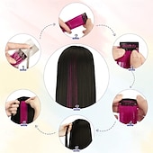  Zielone Peruki Zielone Przedłużenia Włosów Na Klipsy - Kolorowe Zielone Przedłużenia Włosów dla Kobiet - 22 Calowe 12 PCS Kolorowe Podkreślenia Włosów Proste Syntetyczne Pasma