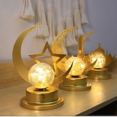 levne Ramadán dekorace světla-Ramadán Eid kovová dutá koule dekorativní lampa hvězda měsíc hrad vnitřní ložnice atmosféra ornament lampa aaa baterie 18,5 * 14,5 cm