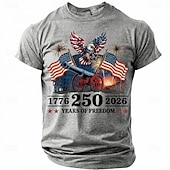 ieftine Tricouri patriotice 250-4 iulie 2026 250 de ani Ziua Memoriei T-shirt Bărbați cu imprimeu 3D Steagul SUA cu guler rotund și mânecă scurtă De Zi cu Zi