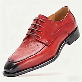 cheap Classic Dress Shoes-Men's Tan Leather Brogue Lace-Up Shoes, Classic Wedding Shoes for Groom and Groomsmen, Ideal for Formal Weddings and Semi-Formal Wedding Occasions