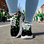 levne Dámská obuv-Dámské tenisky s motivem zeleného jetele ke Dni svatého Patrika – lehké prodyšné vycházkové boty s polstrovanou podrážkou, slavnostní sportovní styl na přehlídky, cestování, každodenní chůzi, cvičení a běžné nošení