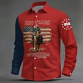 abordables Chemises Patriotiques 250-Homme 4 juillet, 250e anniversaire des États-Unis Drapeau américain FREEDOM Chemise Chemise Boutonnée manche longue Vintage Rétro Fête Décontracté Quotidien Printemps Automne Col Rabattu Impression
