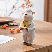 cheap Ramadan &amp; Eid-Ramadan Sheep Figurine, Black &amp; White Resin Sheep Holding Moon &amp; Star, Hand-Painted Decorative Ornament for Eid al-Fitr, Eid al-Adha, Ramadan Home Décor, Gift for Family &amp; Celebration