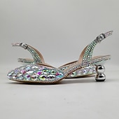  נעלי עקב מחודדות ורודות לנשים עם ריינסטון – נעלי חתונה, שושבינות ומסיבות אלגנטיות