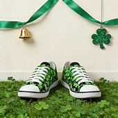 halpa Naisten kengät-naisten Pyhän Patrickin päivän lenkkarit apilanlehden kukkakuviolla – mukavat nauhalliset kangaskengät paraateihin, festivaaleille ja vapaa-aikaan