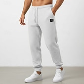 baratos calças de corrida-Homens Waffle Calças Esportivas Corredores Calças Calça casual Com Cordão Punho com Elástico Côr Sólida Conforto Comprimento total Diário Ao ar livre Streetwear Férias Moda Preto Branco Com Stretch