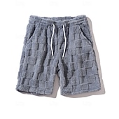cheap Casual Shorts-Men's Shorts Casual Shorts Pocket Elastic Waist Fleece Plain Warm Breathable Knee Length Outdoor Vacation Daily Wear Vacation Fashion Black Gray Micro-elastic