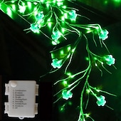 お買い得  電池式-聖パトリックの日、アイリッシュクローバーライト（1.8m、45LED、AAA8電池ボックス付き）、屋内、寝室、リビングルーム、ダイニングルーム、パーティー、お祭りの雰囲気作り、装飾小道具