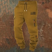 abordables Carga-Hombre Pantalones cargo Pantalones de Deporte Persona que practica jogging Pantalones Correa Bolsillo Cintura elástica Bandera estadounidense de los Estados Unidos Comodidad Transpirable Casual