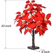 economico Luci decorative-Lampada decorativa con fiore finto cremisi da 60 cm/24 pollici, per capodanno e festa di primavera, per interni, camera da letto, comodino, soggiorno, sala da pranzo, decorazione da tavolo, lampada a