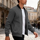 economico Giubbotti Casual-Per uomo Giacca Leggera Giubbotto bomber Giacca Casual Casuale Quotidiano Leggero Tasca Primavera Autunno Semplice Streetwear Elegante Colletto Mao Regolare Blu Nero Giallo Rosso Blu marino Giacca