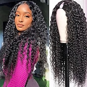 cheap Human Hair Capless Wigs-Afro Kinky Curly Wigs Human Hair with Bangs 180% Density Brazilian Virgin Human Hair Wigs for Women Glueless Wigs Human Hair Machine Made None Lace Front Wigs Natural Color