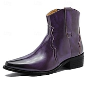 billiga Kostymstövlar-lila ankelboots för män – modern högglansdesign med bekväm klack, perfekt för vardagskläder, kvällsutflykter och moderiktiga evenemang