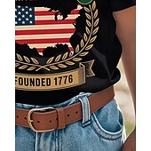 preiswerte 250. Jahrestag USA-100% Baumwolle Kinder Mädchen Schwarz Grafik USA Flagge 250-jähriges Jubiläum Amerikanische US-Flagge für Kinder T-Shirt Rundhalsausschnitt Kurzarm Urlaub Sport &amp; Outdoor Alltagskleidung Aktiv Urlaub