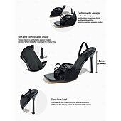 abordables Femmes-Sandales élégantes à talons, bout ouvert et dentelle, ornées d'un nœud, idéales pour les mariages champêtres et les occasions formelles, parfaites pour les invitées.