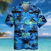 abordables Plantes tropicales-Homme Cocotier Nature et paysages Plantes Tropicales Chemise Chemise à col cubain Chemise hawaïenne Manche Courte Hawaïen Vacances Fête Tenue de plage Été Printemps Chemise à col camp Impression 3D