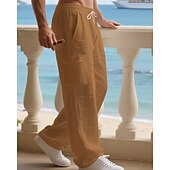 halpa Loma-Miesten Pellavahousut Housut Kesähousut Roikkuvat housut Rantahousut Kurenauha Joustava vyötärö Yhtenäinen väri Mukavuus Hengittävä Päivittäin ulko- Hiekkaranta Loma Muoti Musta Valkoinen