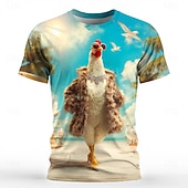  Herre Dyr Hane Morsom T skjorte Kortermet T skjorte 3D-utskrift Crew-hals Skjorte overdrevet Designer Fest Ferie blå 3# blå 2# Blå 1# Sommer Vår Klær S M L XL XXL XXXL