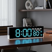 tanie Dekoracyjne światła-nowoczesny cyfrowy budzik LED z dwoma alarmami &amp;miękkie dolne światło, wyświetla czas, datę, dzień tygodnia, temperaturę, 3-stopniowa automatyczna/ręczna jasność, zegar biurkowy zasilany bateryjnie