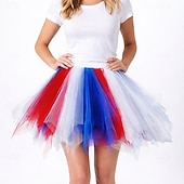  250-jähriges Jubiläum USA Retro Vintage 1980er Reifrock Krinoline Tutu Unterrock Kostüm Damen Karneval 2026 Karnevalskostüm Maskerade Unabhängigkeitstag 4. Juli Erwachsene Rock
