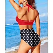 economico Surfing Tankinis &amp; Bikinis-Per donna Costume da bagno Bikini a vita alta con volant 2 pezzi Tropicale Senza schiena Protezione UV Alta elasticità Senza Maniche Costume da Bagno Surf Immersione Snorkeling Estate