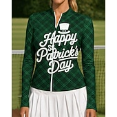  San Patricio Mujer Camisa de entrenamiento Camiseta de tenis Elegante Estampado Protección UV Elástico Tenis pepinillo Corriendo Camiseta Verde Ropa de tenis