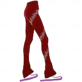 economico Pantaloni e Leggings da Pattinaggio Artistico-pantaloni da pattinaggio artistico da donna e da ragazza, pantaloni da pattinaggio sul ghiaccio, neri, elastici, abbigliamento da pattinaggio per gare di allenamento, termici, caldi, con