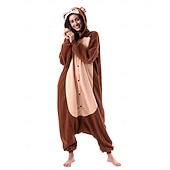 cheap Animal Costume-Kigurumi Pajamas Group Costume Onesie Costume Animal Monkey Warm Comfy Hooded Fleece Adults' Men's Women's Unisex Halloween Carnival Party Performance Homewear Dress Up
