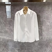 abordables camisa con botones para hombre-Hombre Camisa Camisa de verano Camisa casual Camisa de playa Abotonar la camisa Negro Blanco Manga Larga Color sólido Diseño Casual Diario Lentejuelas Ropa Moda Casual De moda Cómodo