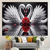 abordables Tapisseries murales-Saint Valentin tapisserie Bannières Couverture Amour Cygne Mignon Romantique 3D Soirée Salon Arrière-plans de prise de vue Décoration pour demande en mariage Décoration d'intérieur